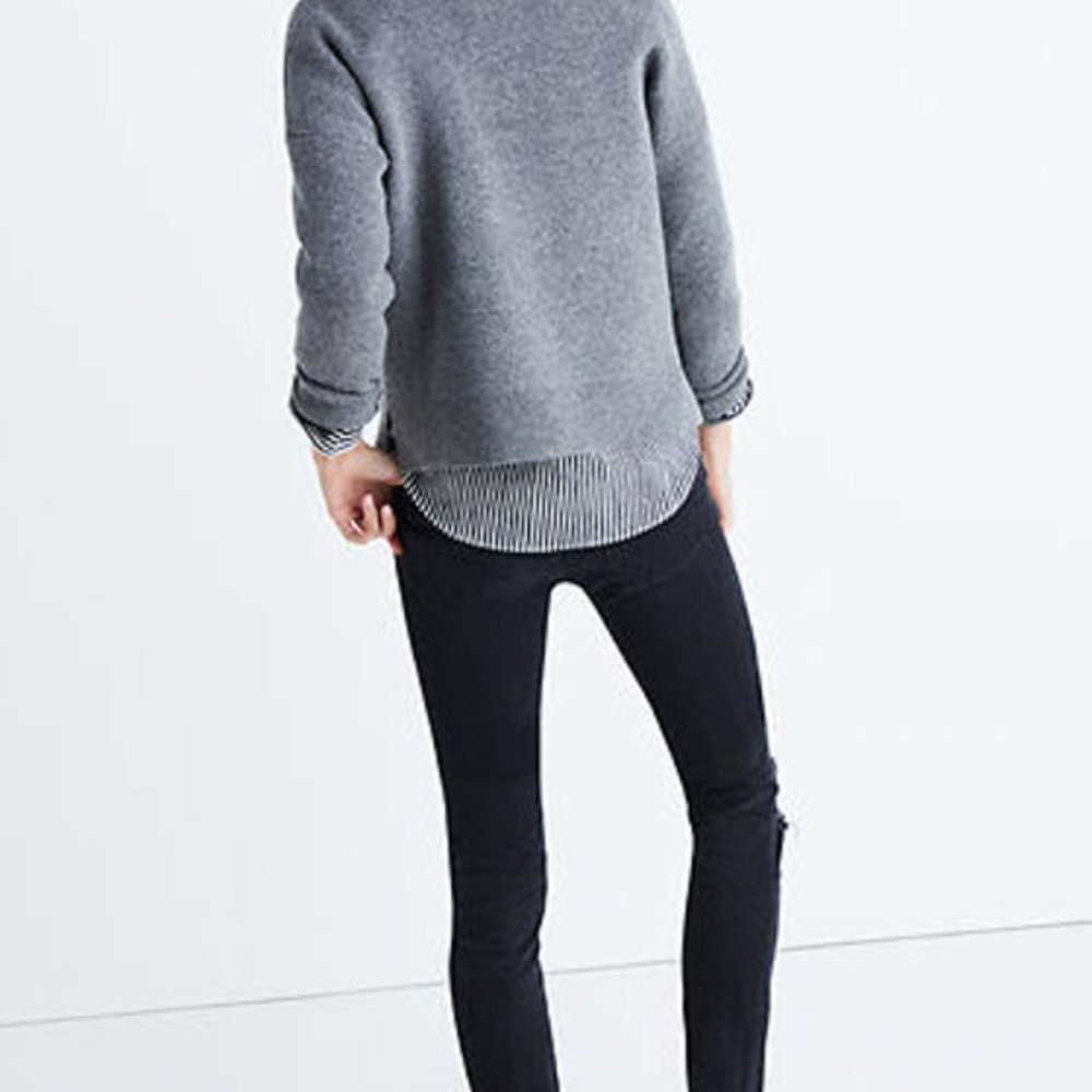 MADEWELL Gray Merino Wool Lace Up Sweater - Picture 3 of 3